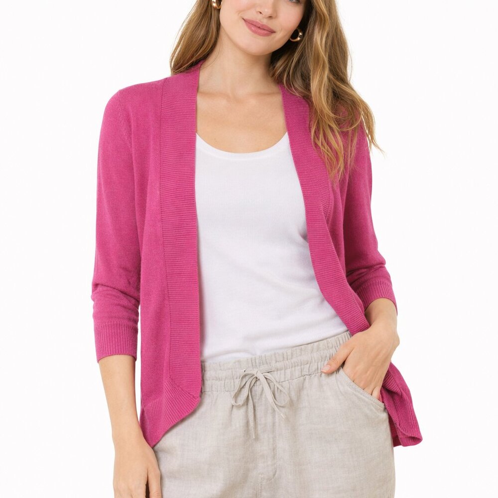 Tommy Bahama Lea Open Cardigan Women Small Pink Tuberose Linen TW40689
